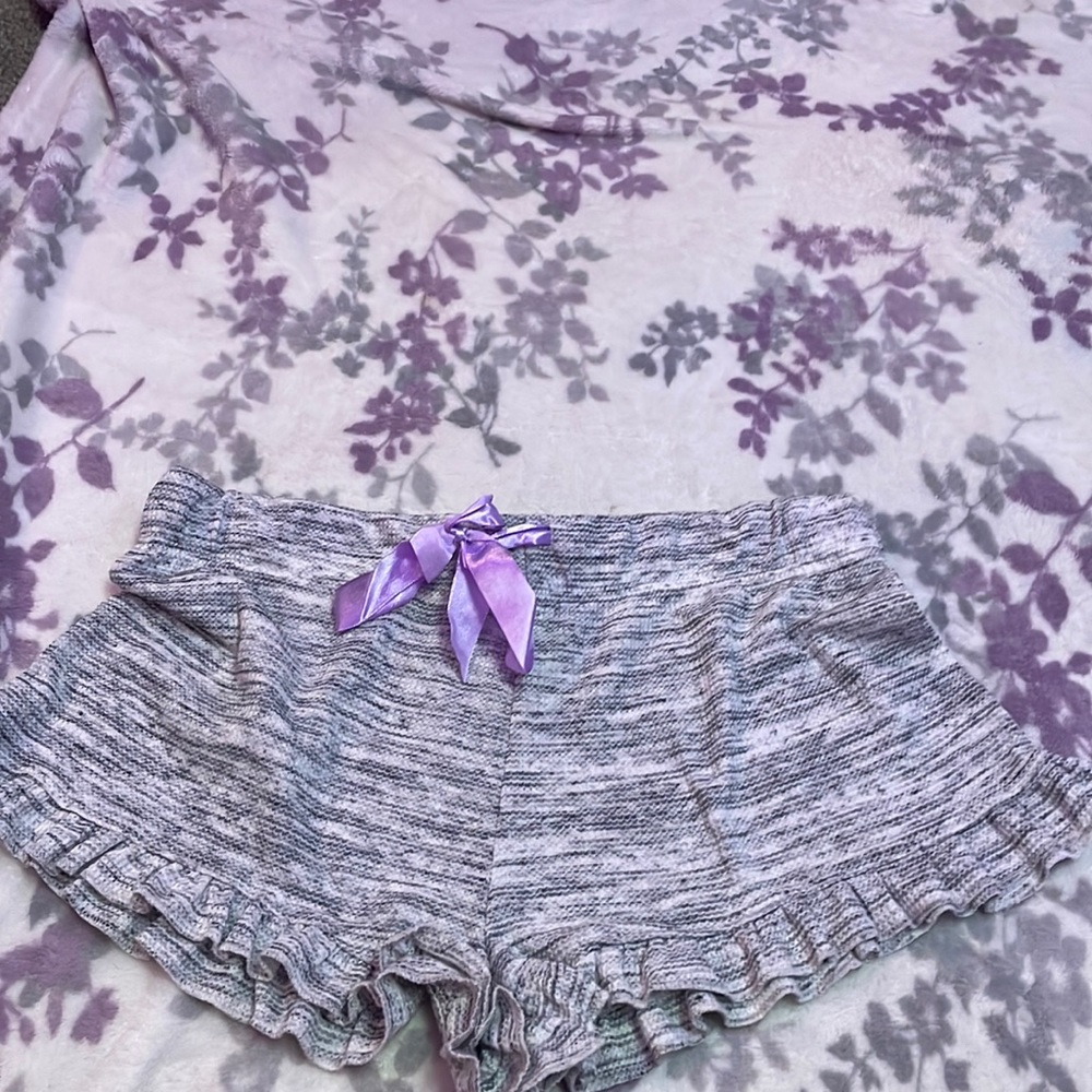 Sleep shorts, purple and gray